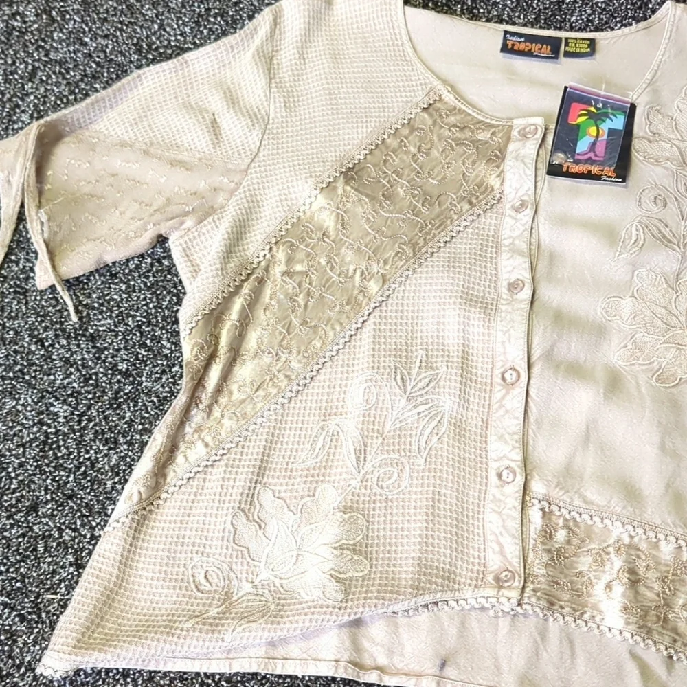 Vintage Indian Tropical Fashion 2-Piece Set Top&Skirt L Boho Festival Rayon NWT - Picture 5 of 13